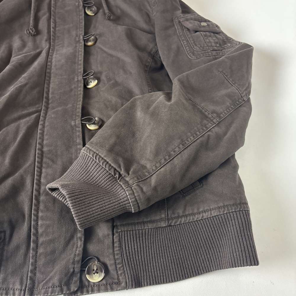 Old Navy Y2K Fur Lined Bomber Jacket Women L Fur Hooded Mallcore Vtg Bella Swan - Picture 2 of 15
